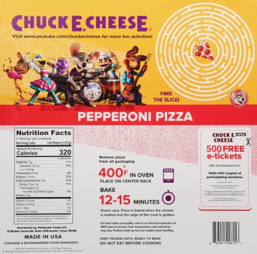 Chuck E. Cheese® Pepperoni Original Crust Frozen Pizza Perspective: back