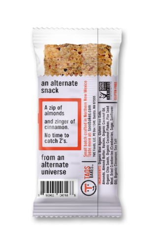 Taos Bakes™ Almond Agave & Cinnamon Bar Perspective: back