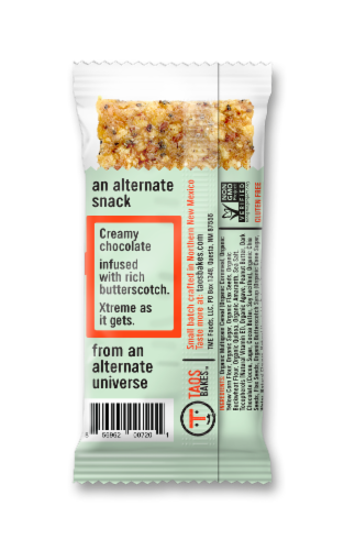 Taos Bakes™ PB Chocolate & Butterscotch Bar Perspective: back