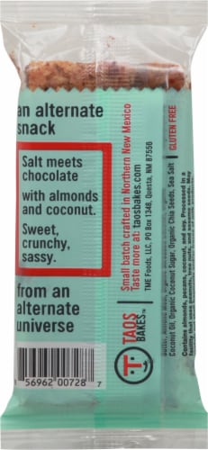 Taos Bakes™ Dark Chocolate Almond + Sea Salt Bar Perspective: back