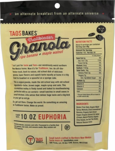 Taos Bakes™ Trailblazer Gluten Free Ripe Banana + Maple Walnut Granola Perspective: back