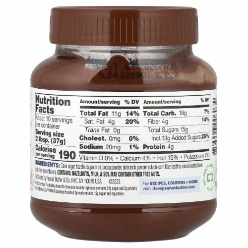 Peanut Butter & Co. Hazelnut Spread Milk Chocolatey Hazelnut - 13 oz (369 g) Perspective: back