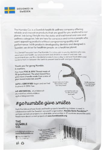 The Humble Co.® Mint and Charcoal Infused Floss Picks Perspective: back