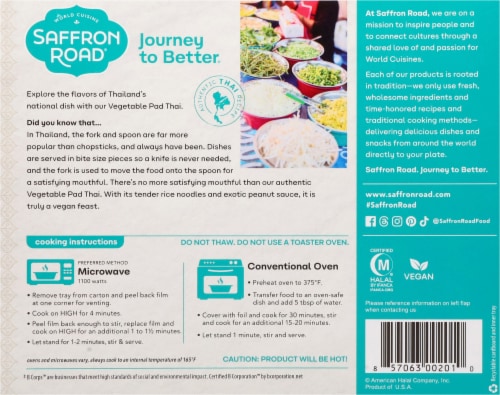 Saffron Road Vegetable Pad Thai with Rice Noodles Gluten-Free Frozen Meal Perspective: back