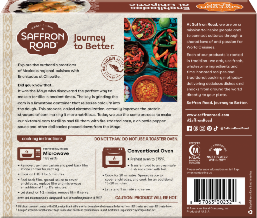 Saffron Road® Enchiladas al Chipotle with Black Beans & Rice Gluten-Free Frozen Meal Perspective: back