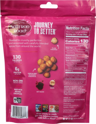 Saffron Road® Korean BBQ Gluten-Free Crunchy Chickpeas Perspective: back