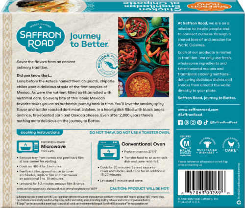 Saffron Road® Chicken Enchiladas Al Chipotle Gluten-Free Mexican Frozen Dinner Perspective: back