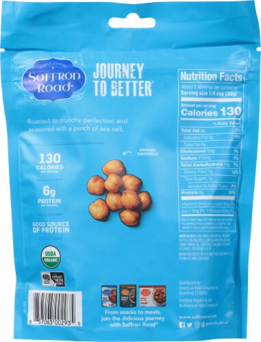 Saffron Road® Organic Gluten-Free Non-GMO Sea Salt Crunchy Chickpeas Perspective: back