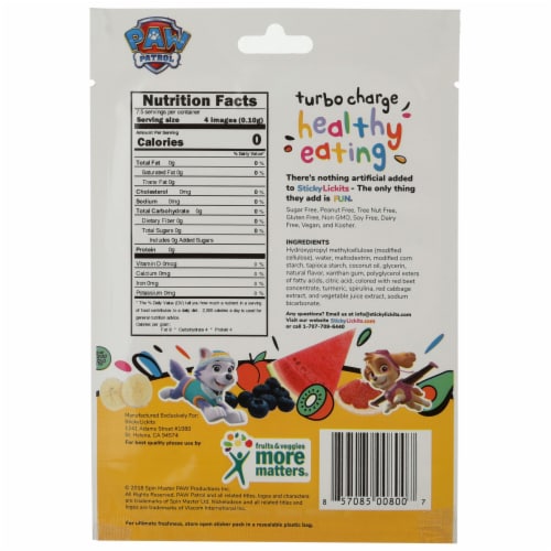 StickyLickits Paw Patrol Eat-able Stickers Perspective: back