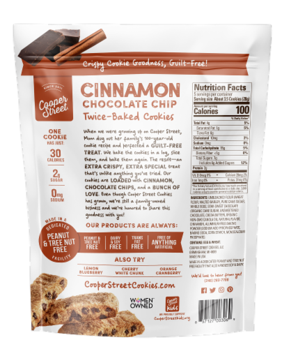 Cooper Street Cinnamon Chocolate Chip Twice Baked Cookies Perspective: back