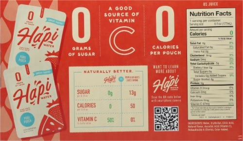 Hapi Water Pure Punch Fortified Water Beverage Perspective: back