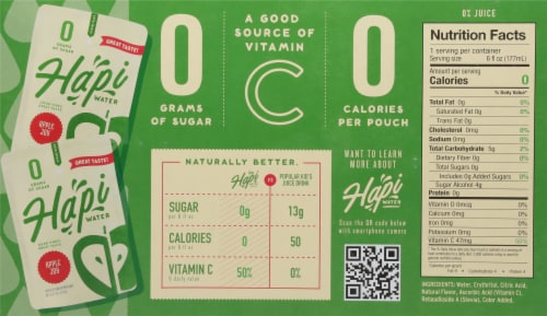 Hapi Water Apple Joy Fortified Water Beverage Perspective: back