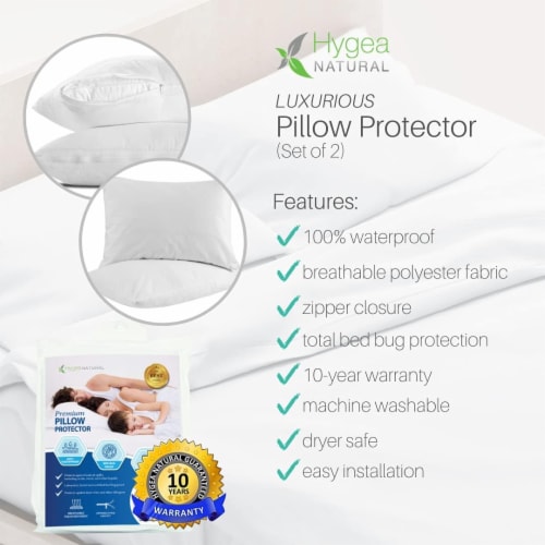 Hygea Natural Premium King Size Bed Bug Pillow Cover 2pk 21 W x 37 1 QFC