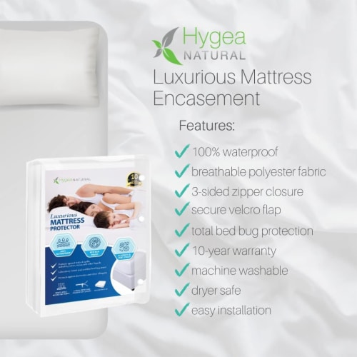 Luxurious Bed Bug Mattress Cover- Full Size 54 X75 X9 -15 Perspective: back