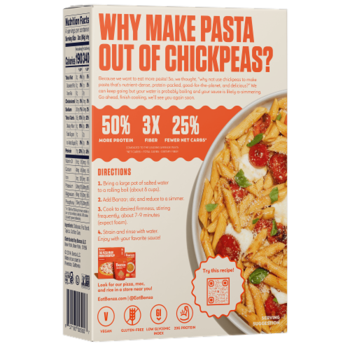 Banza® Chickpea Penne Pasta Perspective: back