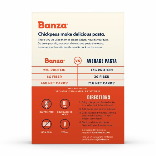 Banza® Chickpea Elbow Pasta Perspective: back