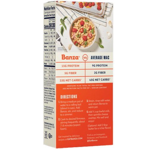 Banza® Mac & Cheese Shells + White Cheddar Chickpea Pasta Perspective: back