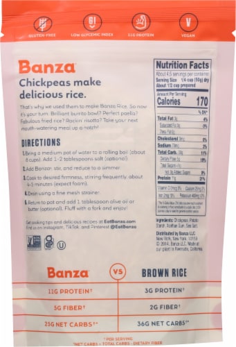 Banza® Chickpea Rice Perspective: back
