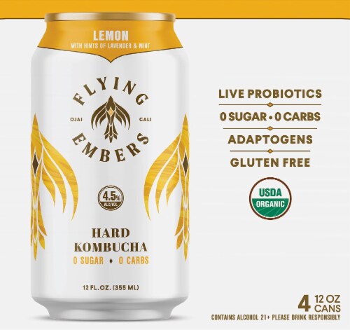 Flying Embers Lemon Lavender and Mint Hard Kombucha Perspective: back