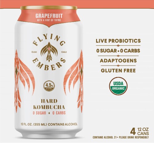 Flying Embers Grapefruit Thyme Hard Kombucha Perspective: back