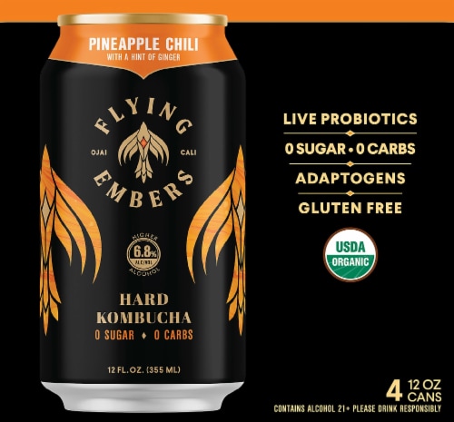 Flying Embers Pineapple Chili Hard Kombucha Perspective: back
