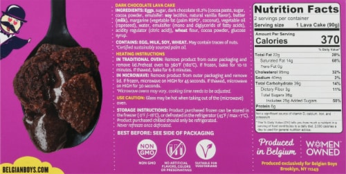 Belgian Boys Dark Chocolate Lava Cake Perspective: back