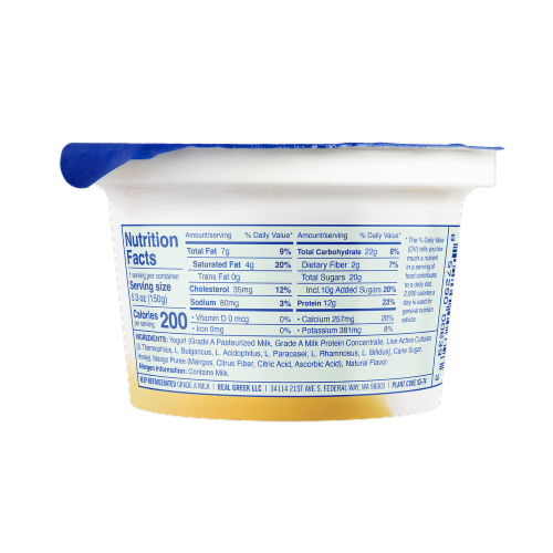 Ellenos® Mango Greek Yogurt Perspective: back