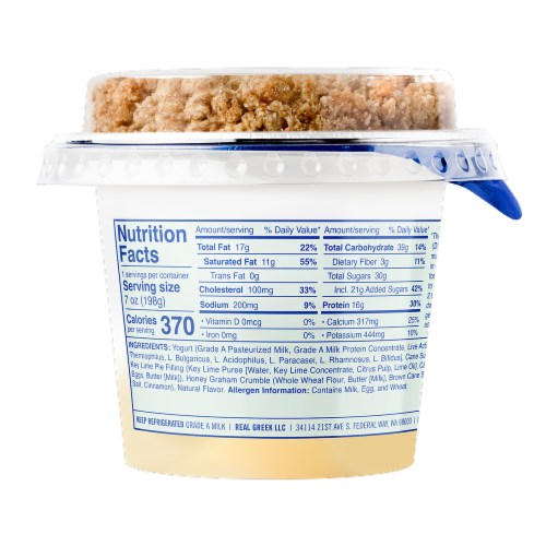 Ellenos® Limited Edition Key Lime Pie Real Greek Yogurt Cup Perspective: back