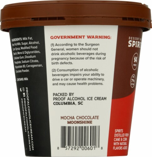 PROOF® Mocha Chocolate Moonshine Alcohol Ice Cream Perspective: back