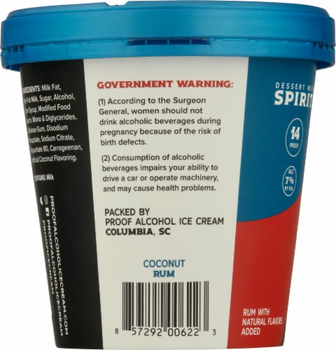 PROOF® Alcohol Ice Cream Coconut Rum Ice Cream Perspective: back