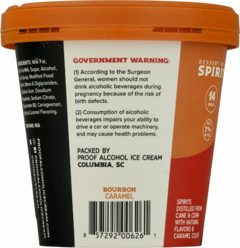 PROOF® Alcohol Ice Cream Bourbon Caramel Ice Cream Perspective: back