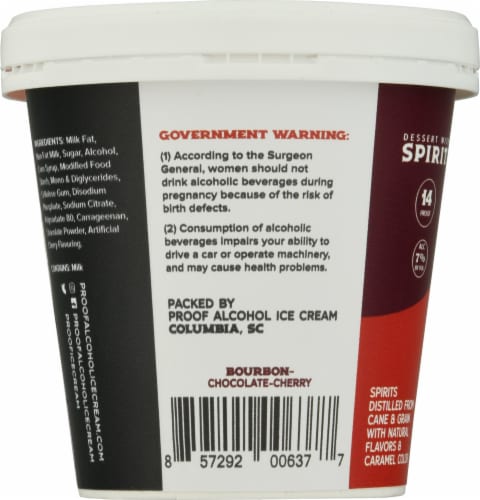 PROOF® Alcohol Ice Cream Bourbon Chocolate Cherry Ice Cream Perspective: back