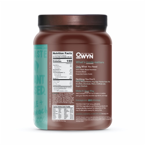 OWYN™ Dark Chocolate Plant Protein Powder Perspective: back