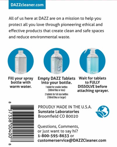 Dazz® Window and Glass Cleaner Fresh Mint Refill Tablets Perspective: back