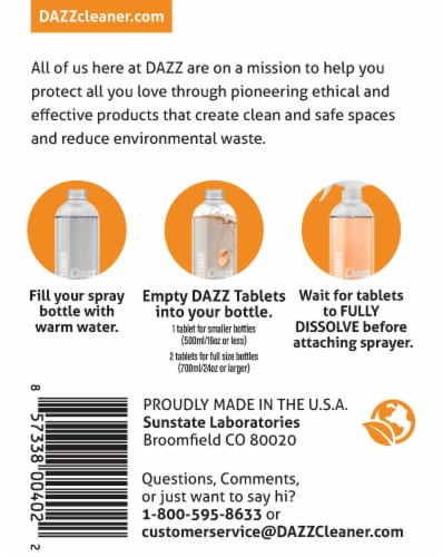Dazz® Bathroom Cleaner Mandarin Orange Refill Tablets Perspective: back
