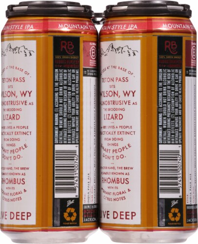 Roadhouse Brewing Co. Wilson Mountain Style IPA Beer Perspective: back