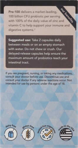 Vitamin Bounty Pro-100 Raw Probiotic Capsules Perspective: back