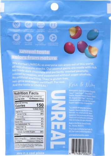 Unreal® Dark Chocolate Peanut Gems Perspective: back