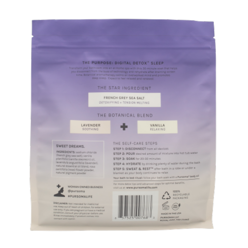 Pursoma® Self-Care by Nature™ Digital Detox Sleep Bath Soak Perspective: back
