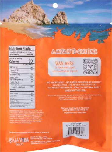 Baja® Jerky Sweet Orange Beef Jerky Perspective: back