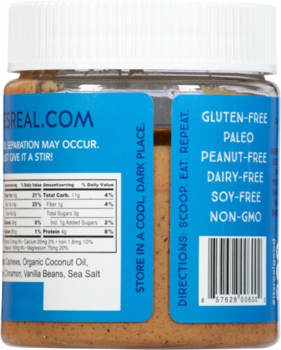 Julie's Real Cinnamon Vanilla Bean Cashew Butter Perspective: back