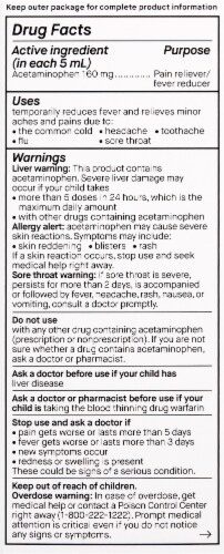 Genexa Kids' Pain & Fever Gluten-Free Blueberry Acetaminophen Oral Suspension Perspective: back