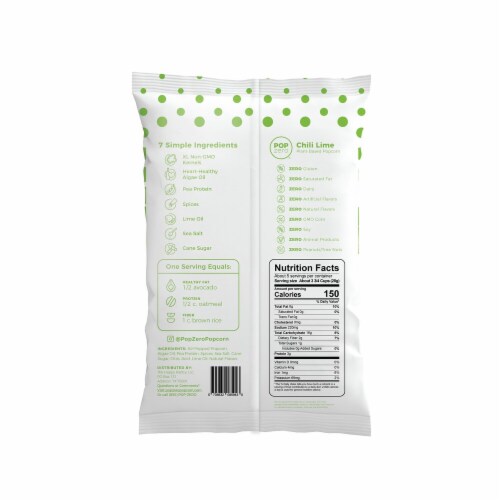 Pop Zero Chili Lime Plant-Based Popcorn Perspective: back