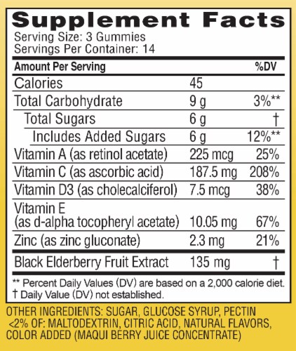 Zarbee’s® Naturals Berry Flavor Elderberry Immune Support Gummies Perspective: back