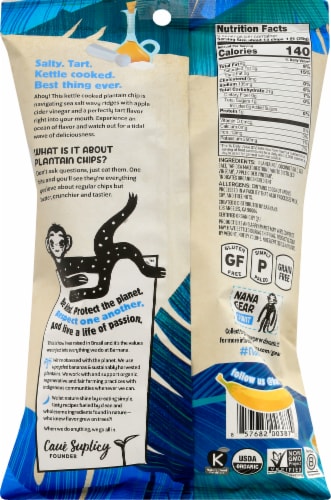 Barnana® Organic Sea Salt and Vinegar Ridged Plantain Chips Perspective: back