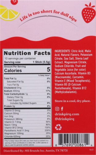 Pirq® Fruit Punch Electrolyte and Curcumin Dink Mix Packets Perspective: back
