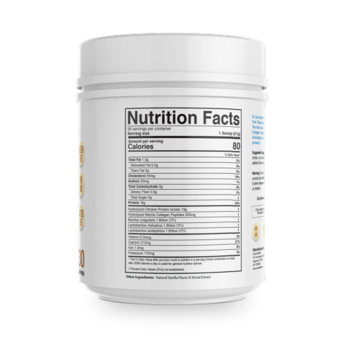 Divine Health Keto Zone French Vanilla Hydrolyzed Collagen + Probiotics Protein Powder Perspective: back