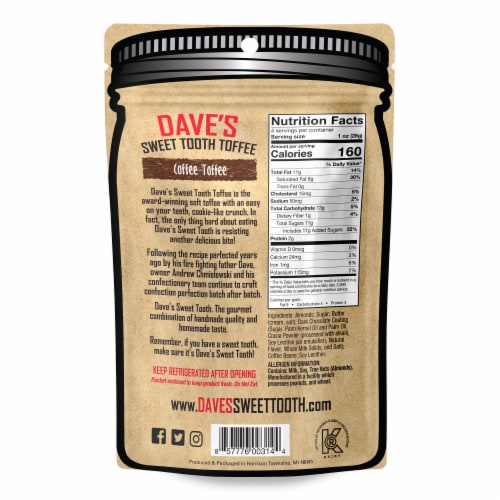 Dave's Sweet Tooth Coffee Toffee Perspective: back
