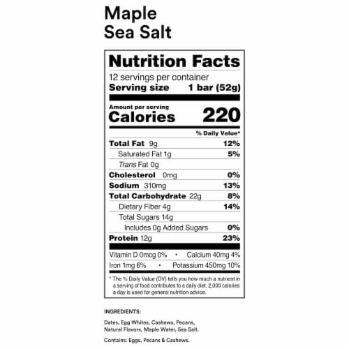 RXBAR Maple Sea Salt Protein Bars Perspective: back