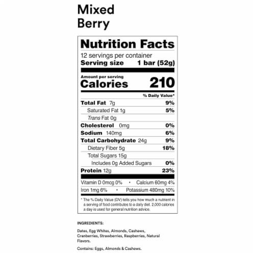 RXBAR Mixed Berry Protein Bars Perspective: back